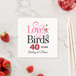 40. Jubiläum Love Birds Personalisiert Serviette