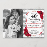 40. Jubiläum mit Foto - Ruby Red Silver