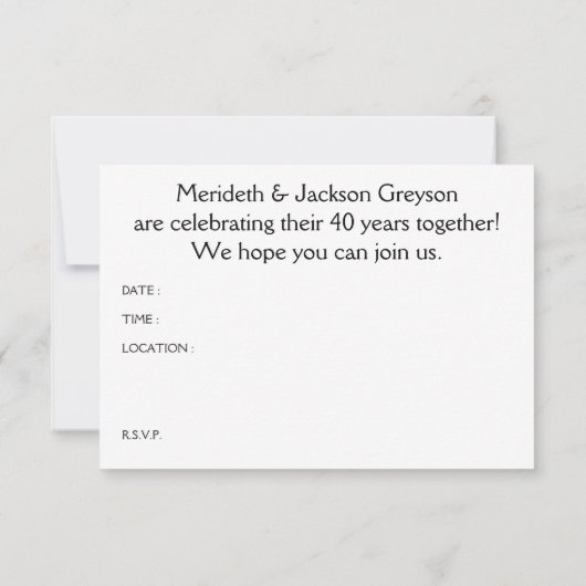 40. Jubiläum (Mod-Vögel) Einladung (Rückseite)