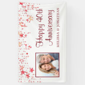 40. Jubiläum Modern Ruby Red Stars Foto Banner (Vertikal)