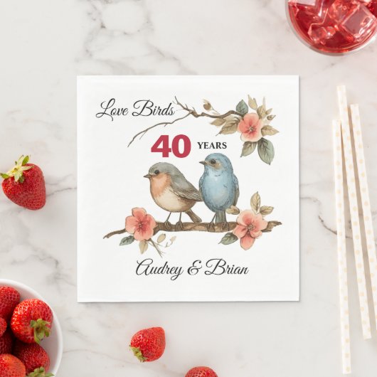 40. Jubiläum Personalisiert Napkins Serviette (Beispiel)