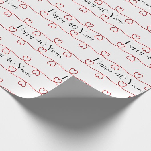 40. Jubiläum Rote Herzen Geschenkpapier (Ecke)