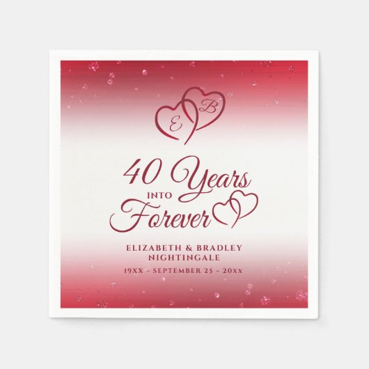 40 Jubiläum Ruby Heart 40 JAHRE INTO FOREVER Serviette (Vorderseite)
