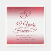 40 Jubiläum Ruby Heart 40 JAHRE INTO FOREVER Serviette (Vorderseite)
