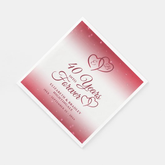 40 Jubiläum Ruby Heart 40 JAHRE INTO FOREVER Serviette (Ecke)