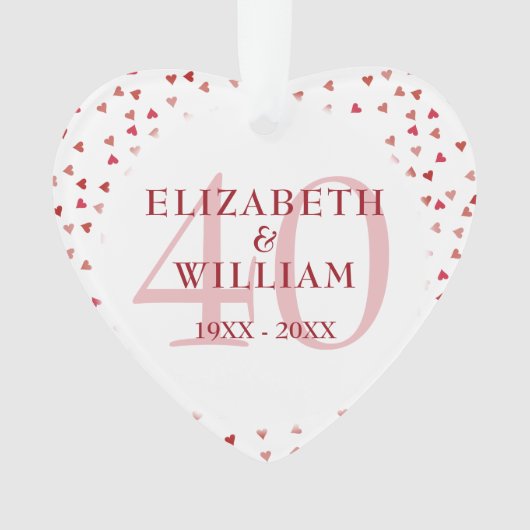 40. Jubiläum Ruby Hearts Ornament (Vorderseite)