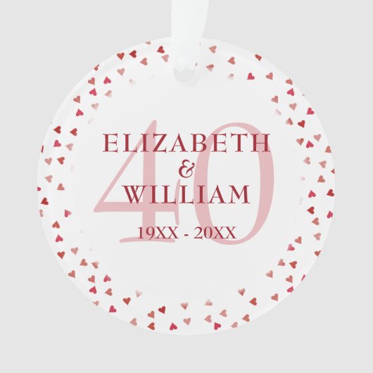 40. Jubiläum Ruby Hearts Ornament (Vorderseite)