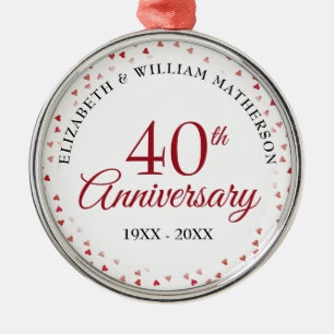 40. Jubiläum Ruby Hearts Ornament Aus Metall