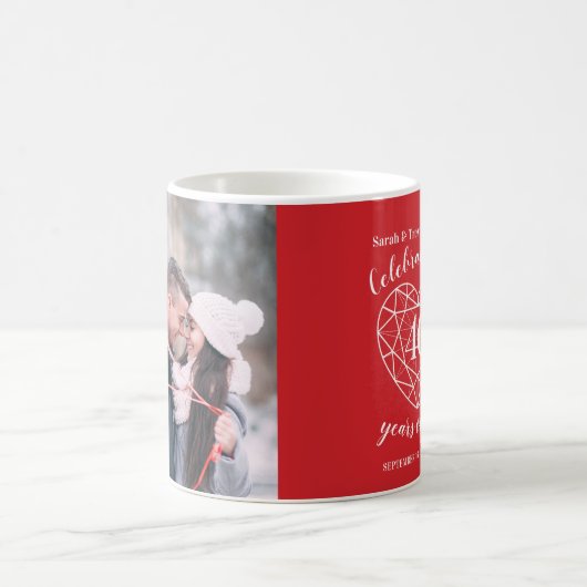 40. Jubiläum ruby-Herz personalisiert Foto Kaffeetasse (Mittel)