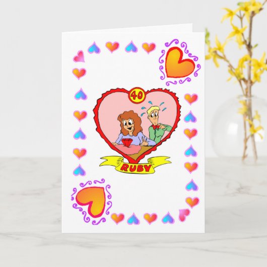 40. Jubiläum - Ruby Karte (Gelbe Blume)