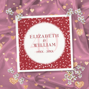40. Jubiläum Ruby Love Hearts Konfetti Serviette