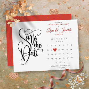 40. Jubiläum Save-the-Date-Kalender Rubinherz Ankündigungspostkarte