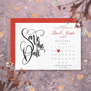 40. Jubiläum Save-the-Date-Kalender Rubinherz Einladung