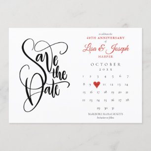 40. Jubiläum Save-the-Date-Kalender Rubinherz Einladung