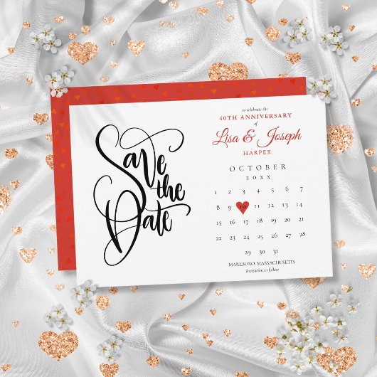 40. Jubiläum Save-the-Date-Kalender Ruby Heart Save The Date