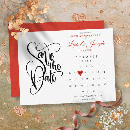 40. Jubiläum Save the Date Kalender Ruby Herz Ankündigungspostkarte