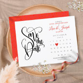 40. Jubiläum Save the Date Kalender Ruby Herz Ankündigungspostkarte
