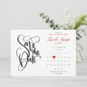 40. Jubiläum Save the Date Kalender Ruby Herz Einladung (Stehend Vorderseite)