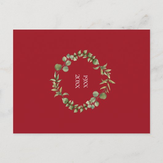 40. Jubiläum Save the Date Waldlandgrün Postkarte (Rückseite)