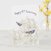 40. Jubiläum Schmetterlinge auf White Hydrangea Karte (Gelbe Blume)