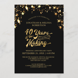 40. Jubiläum Schwarz & Gold Sterne 40 JAHRE Einladung