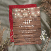 40. Jubiläum String Lights Wood Save the Date Ankündigungspostkarte