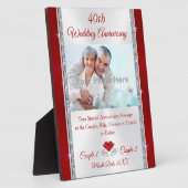 40. Jubiläum Traditionelles Geschenk, Foto Plaque Fotoplatte (Seite)