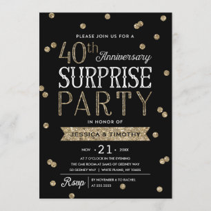 40. Jubiläums-Glitter-Konfetti-Überraschungsparty Einladung