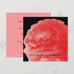 40. Jubiläumsfeier Coral Pink Rose Floral Einladung