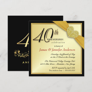 40. Jubiläumsfeier-Einladungen - Gold Einladung