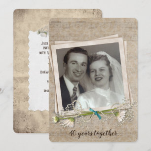 40. Jubiläumsfeier im Vintage-Fotorahmen Einladung