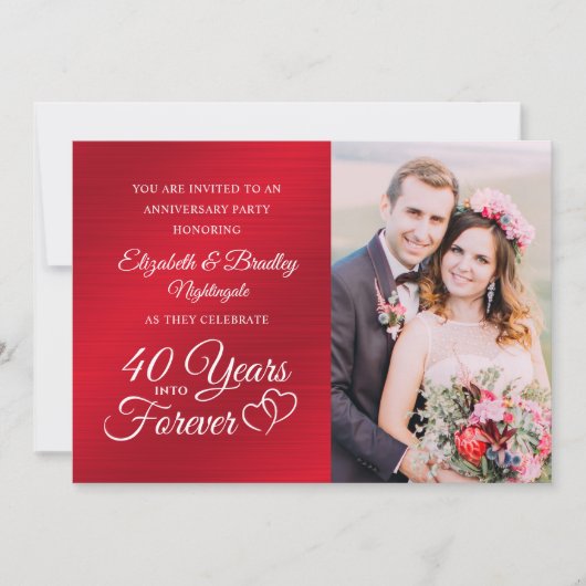 40 Jubiläumsjahr: Ruby HARTS YEARS INTO FOREVER Einladung (Vorderseite)