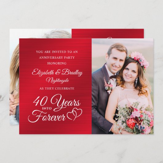 40 Jubiläumsjahr: Ruby HARTS YEARS INTO FOREVER Einladung (Vorne/Hinten)