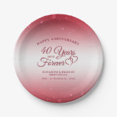 40 Jubiläumsjahr: Ruby HARTS YEARS INTO FOREVER Pappteller (Vorderseite)