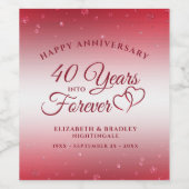 40 Jubiläumsjahr: Ruby HARTS YEARS INTO FOREVER Weinetikett (Einzelnes Label)