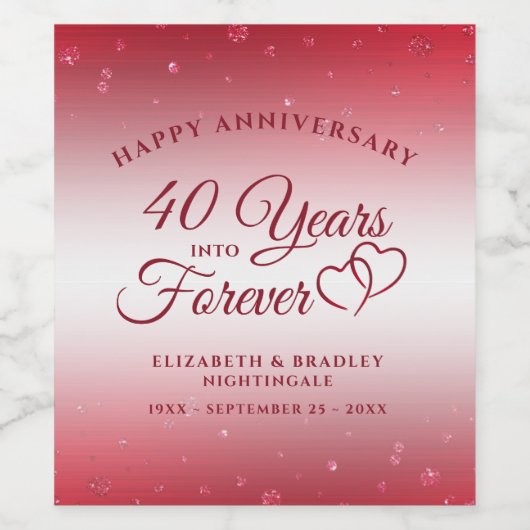 40 Jubiläumsjahr: Ruby HARTS YEARS INTO FOREVER Weinetikett (Einzelnes Label)