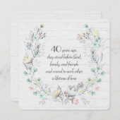 40. Jubiläumsschaden auf Holz Einladung (Vorne/Hinten)