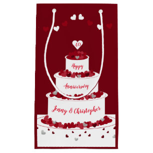 40. Karminroter Hochzeitstagkuchen Kleine Geschenktüte