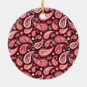 40. Karminrotes Hochzeitstag-Paisley-Monogramm Keramikornament (Hinten)