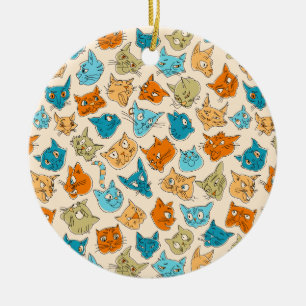 40 Katzengesichter und ein Schwanz Keramik Ornament