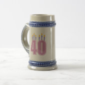 40 Kerzen (Rosa/Lila) Bierglas (Vorderseite Links)