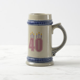 40 Kerzen (Rosa/Lila) Bierglas