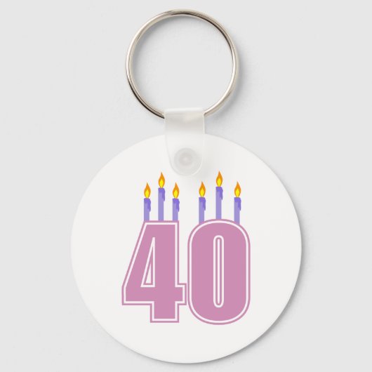 40 Kerzen (rosa / Lila) Schlüsselanhänger (Vorderseite)
