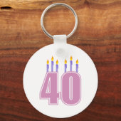40 Kerzen (rosa / Lila) Schlüsselanhänger (Vorderseite)