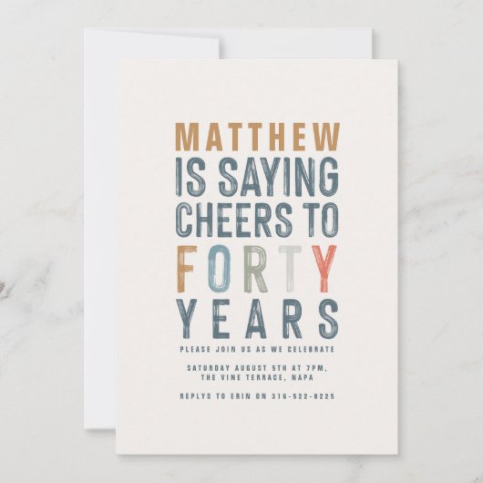 40. Klasse farbenfrohe Beifall bis 40 Jahre Geburt (Vorderseite)