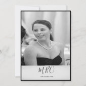 40. Klasse Monogram Schwarz-weißes Foto Geburtstag Einladung (Rückseite)