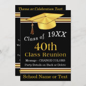 40. Klasse Wiedersehen Einladungen, Schwarz, Gold, Einladung (Vorne/Hinten)