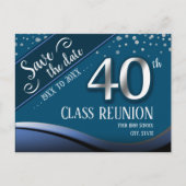 40. Klasse Wiedersehen Elegant Blue Ankündigungspostkarte (Vorderseite)