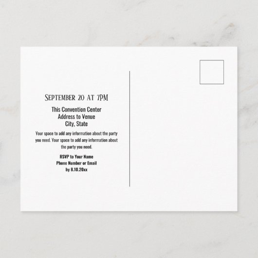 40. Klasse Wiedersehen Elegant schwarz Ankündigungspostkarte (Rückseite)