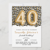 40. Leopard Fabulous Glam Birthday Einladung (Vorderseite)